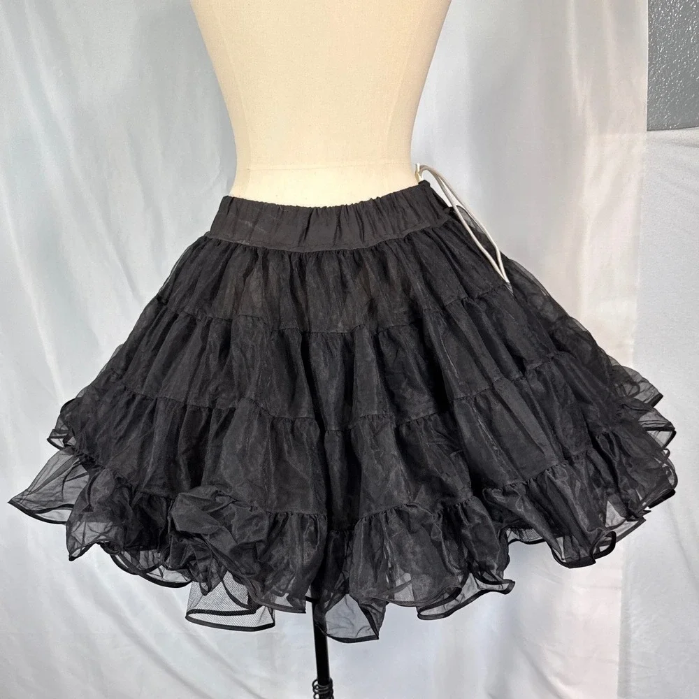 Malco Modes Partners Please Black Tiered Petticoat Crinoline Skirt Vintage Small